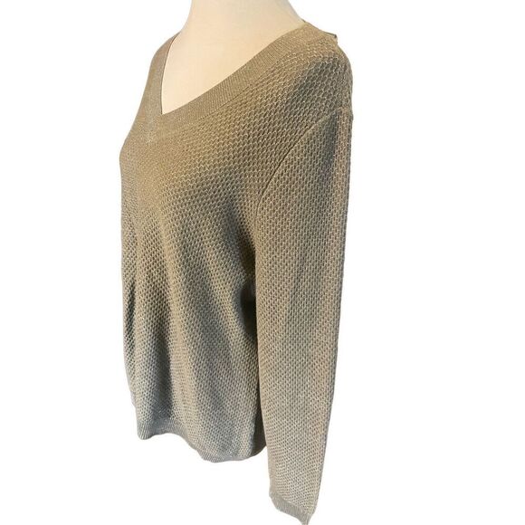 Croft & Barrow Gold Shimmering  V-Neck Long Sleeve Sweater Size Large-EUC - Picture 5 of 10